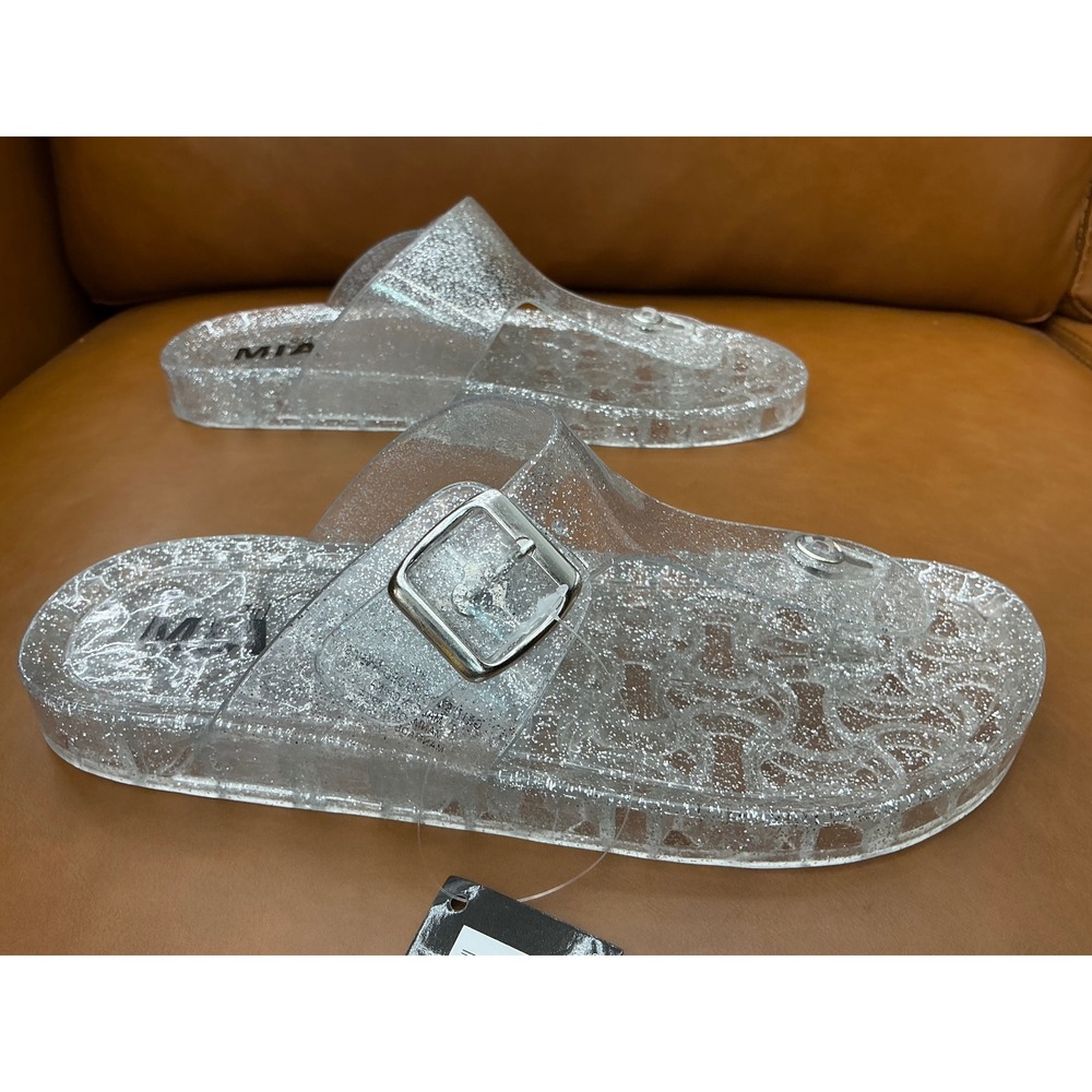 MIA Girl Delanney Sandals Womens 9 Clear New Glitter Jelly Buckle Slide